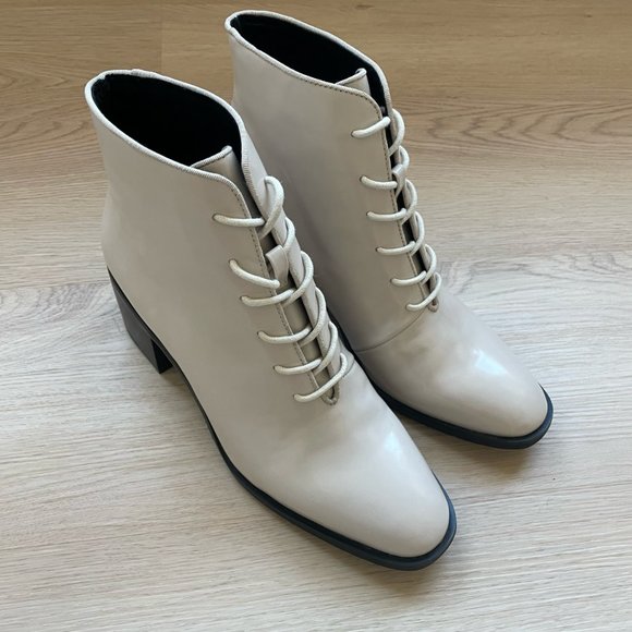 Jeffrey Campbell Off-White Lace-Up Heeled Boots - Picture 2 of 8